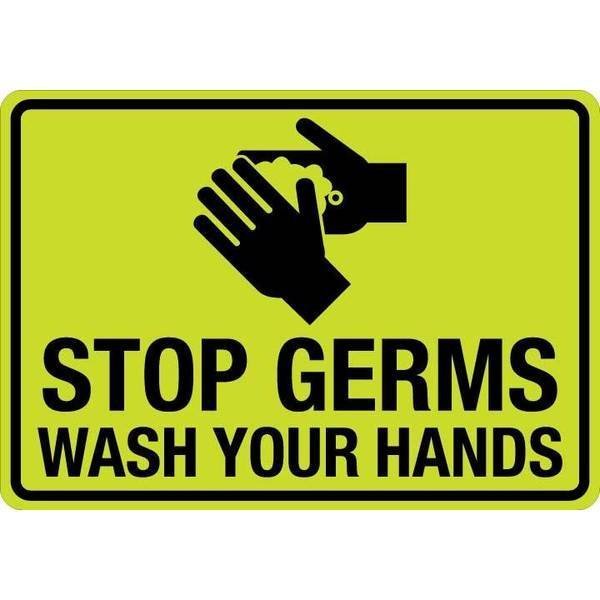 Sign, Stop Germs Wash Your Hands (W Sym), LCUV-0128ST-RD_10x7, Lyle, Mfr#: LCUV-0128ST-RD_10x7